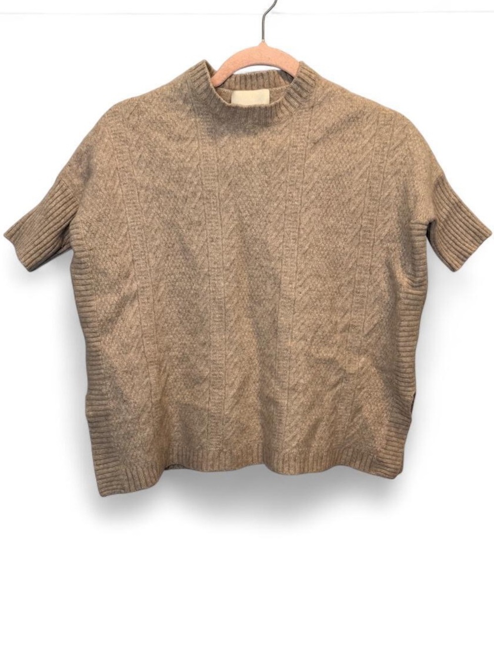 Cynthia Rowley 100% Cashmere 2-Ply Short Sleeve Cable Knit Sweater M/L